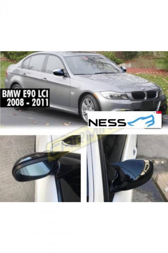 BMW E90 uyumlu makyajlı kasa (2008-2011) kasa piano black yarasa ayna kapağı