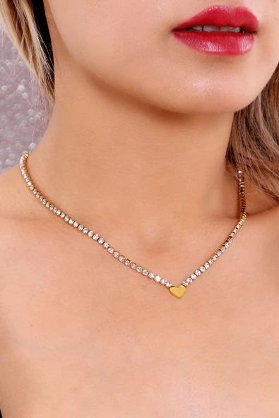 Kadın Kalpli Su Yolu Çelik Kolye - Resim 2