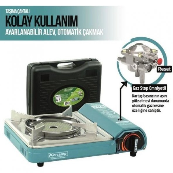 ORCAMP SERAMİK PRO PORTATİF OCAK PLASTİK ÇANTALI GAZ STOP EMNİYETLİ CK-508 7838 - 2