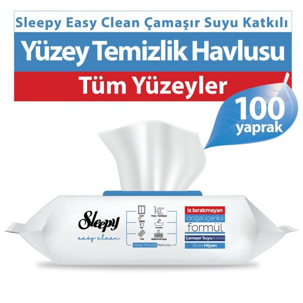 Sleepy Easy Clean Çamaşır Suyu Katkılı Yüzey Temizlik Havlusu 100 Yaprak 4 Paket