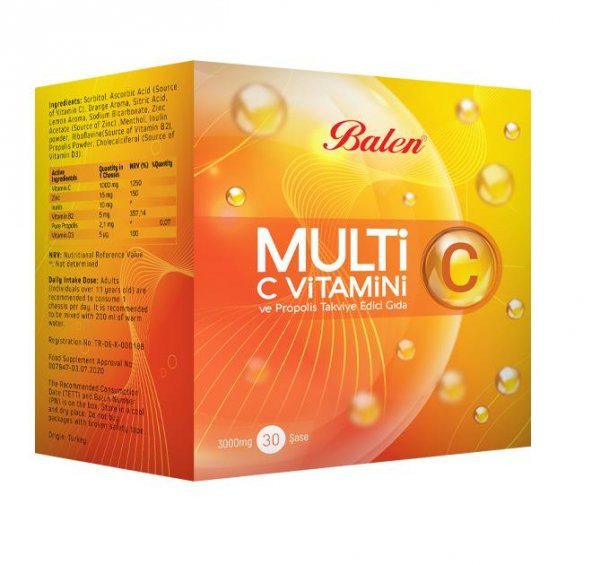 Balen Multi C Vitamini ve Propolis 3000 mg 30 Şase - Resim 2