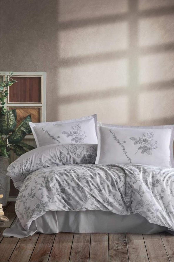 Clasy Saten Çift Kişilik Nevresim Takımı Messina V1 Gri ürün görseli 1