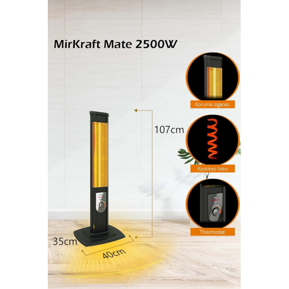 Mirkraft Mate 2500 W Kule Tipi Elektrikli Infrared Isıtıcı - 2