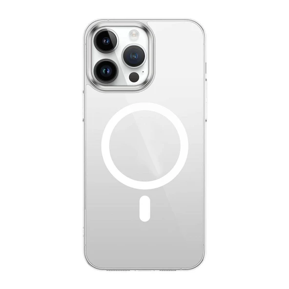 Vendas iPhone 15 Pro Uyumlu Sararma Yapmayan Hassas Buton Tasarımlı Wireless Şarj Özellikli Glass Kapak - 7