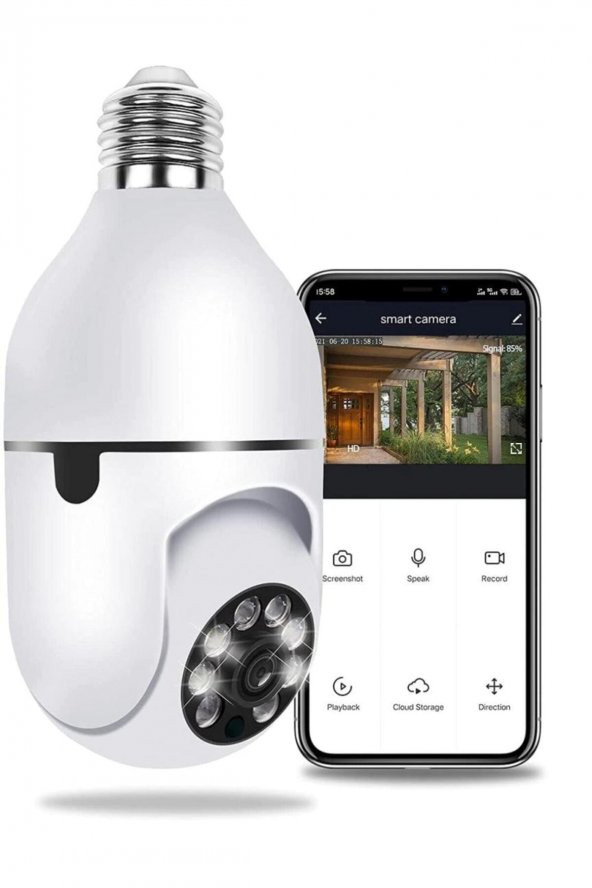 Gece Görüşlü 360 Derece Led Işık 1080p Wifi Kamera Kablosuz Panoramik Ev Güvenlik Kamersı