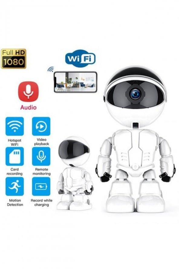 1080p Robot Görünümlü Bebek Bakıcı Wifi Ip Güvenlik Kamerası Kablosuz Gece Görüşlü - 2