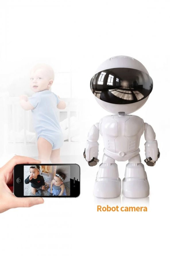 1080p Robot Görünümlü Wifi Ip Güvenlik Kamerası Kablosuz Gece Görüşlü