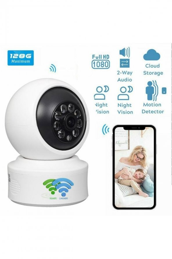 1080p 2.4ghz  5ghz Wifi Kablosuz 360 Hareket Izleme Sesli Cctv Ağ Ev Güvenlik Ip Kamera