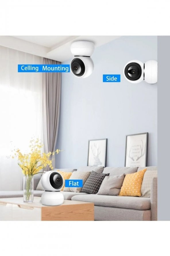 Ip Wifi 360 1080p Güvenlik Kamerası Gece Görüşlü Led Işıklı Alarmlı Kamerası Panda Kılıflı - 3