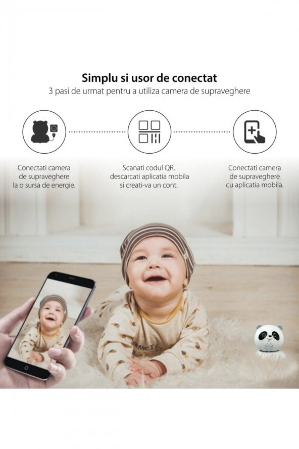 Kablosuz Wifi Bebek Izleme Ip Kamerası Gece Görüşlü Güvenlik Ip Kamera Harekete Duyarlı - 3