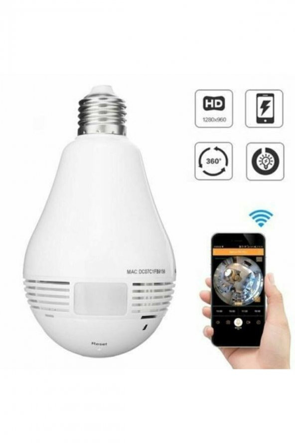 Ip Kamera 360 Derece Balıkgözü Panoramik Wifi P2p Ağ - 2