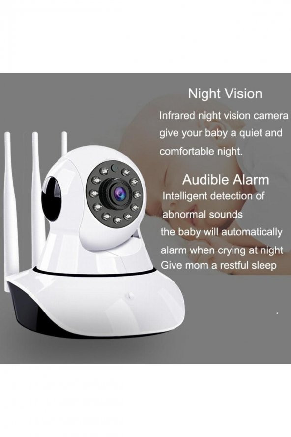 Wi-fi Kablosuz Ip 3 Antenli Bebek Güvenlik Kamerası Gece Görüşlü - 2