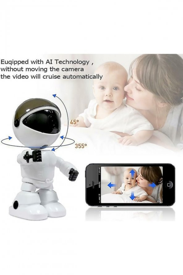 Robot Görünümlü Wifi Güvenlik Kamerası Kablosuz Gece Görüşlü Iç Mekan Camera - 3