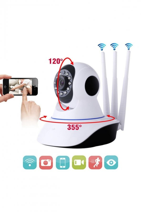 Wi-fi Kablosuz Ip 3 Antenli Bebek Güvenlik Kamerası Gece Görüşlü - 3