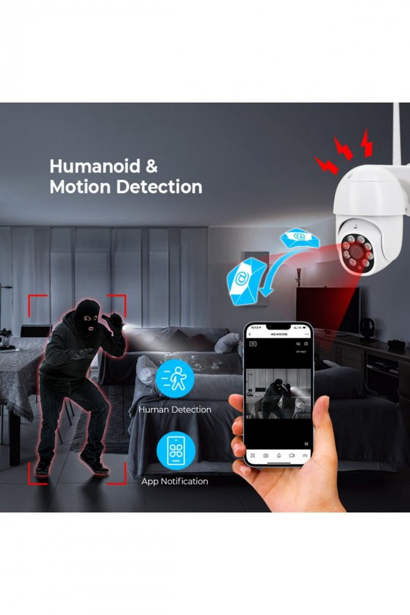 Cmr-13 Kablosuz Wifi Kamera, 1080p Hd Gece Görüşlü Hareketli Dış Mekan Güvenlik Kamerası - 3