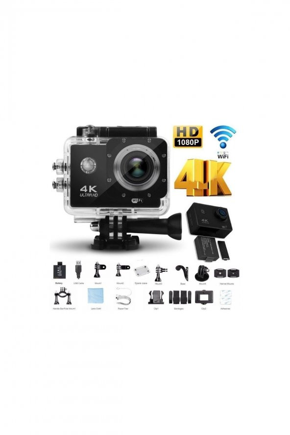 4k Ultra Hd 170 Derece Wifili Aksiyon Kamera Act-02 Su Geçirmez Kılıflı