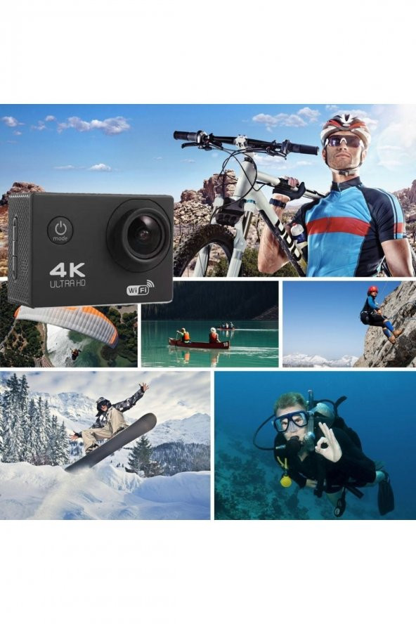 Suya Dayanıklı Digital Ekranlı Siyah Hd Aksiyon Kamerası 1080p 4k Wifi - 3
