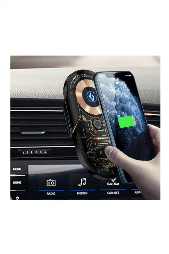 Kablosuz Şarj Araba için Manyetik Elektrikli Telefon Tutacağı Şık Görünümlü Işıklı - 2