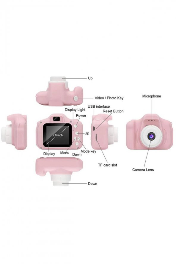 Mini Dijital Çocuk Fotoğraf Makinesi Hd 1080p Sd Hafıza Kart Girişli 5 Mp Video Makinası Öz Çekim - 3