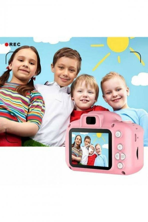 Unisex Çocuk Pembe Mini 1080p Hd 16 Sd Kart Kamera İçin Dijital Fotoğraf Makinesi - 2