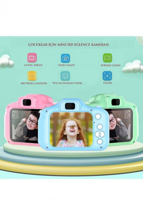 Mini 1080p Hd Kamera Çocuklar Için Dijital Fotoğraf Makinesi 2.0 Inç Ekran 720-1080p Pembe Renk - 2