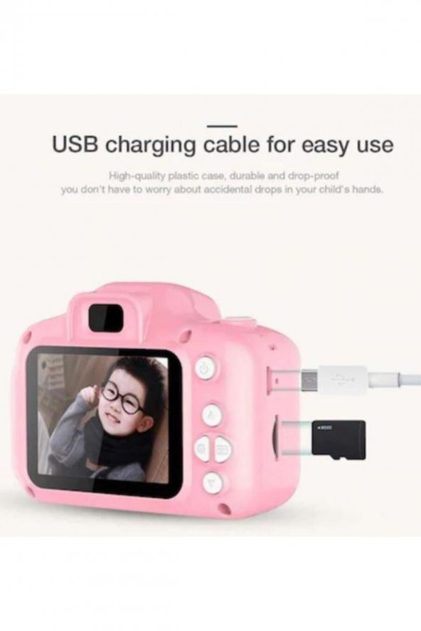 Çocuklar Için Mini Hd 1080p Dijital Fotoğraf Makinesi Cmr9-pembe - 2
