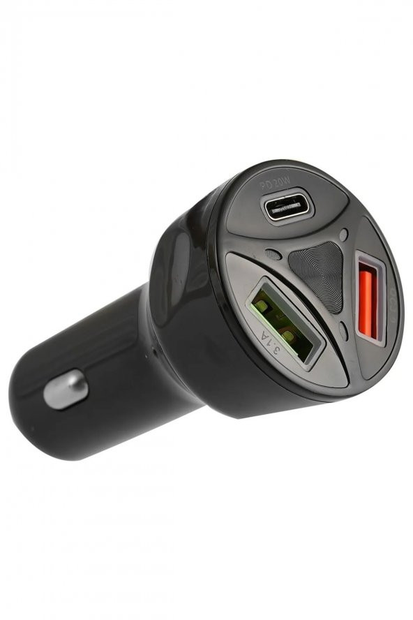 Araç Çakmaklık Şarjı 2 Usb Çıkışlı +20w Pd Çift Usb+type-c Hızlı Şarj Destekli 55w