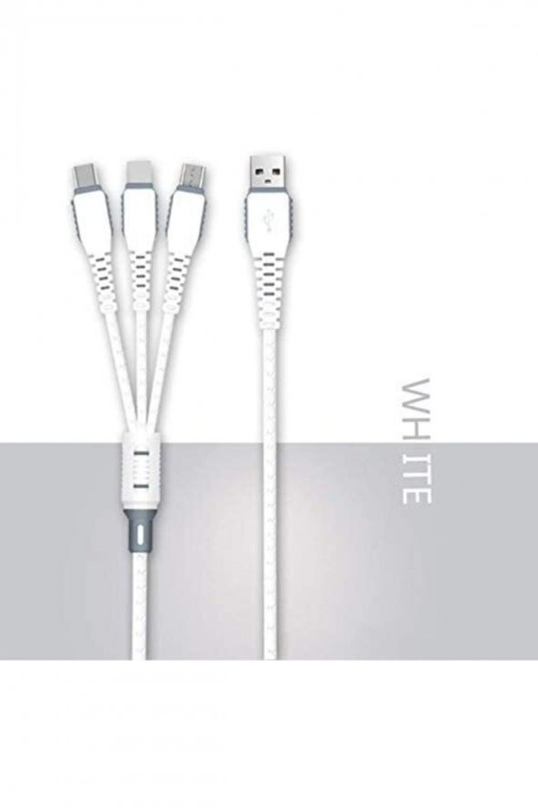 Data Cable Xs-013 Çoklu Sarj Kablosu 3 Uçlu Iphone,samsung,type-c Uyumlu Çoklu Şarj Kablo - 3