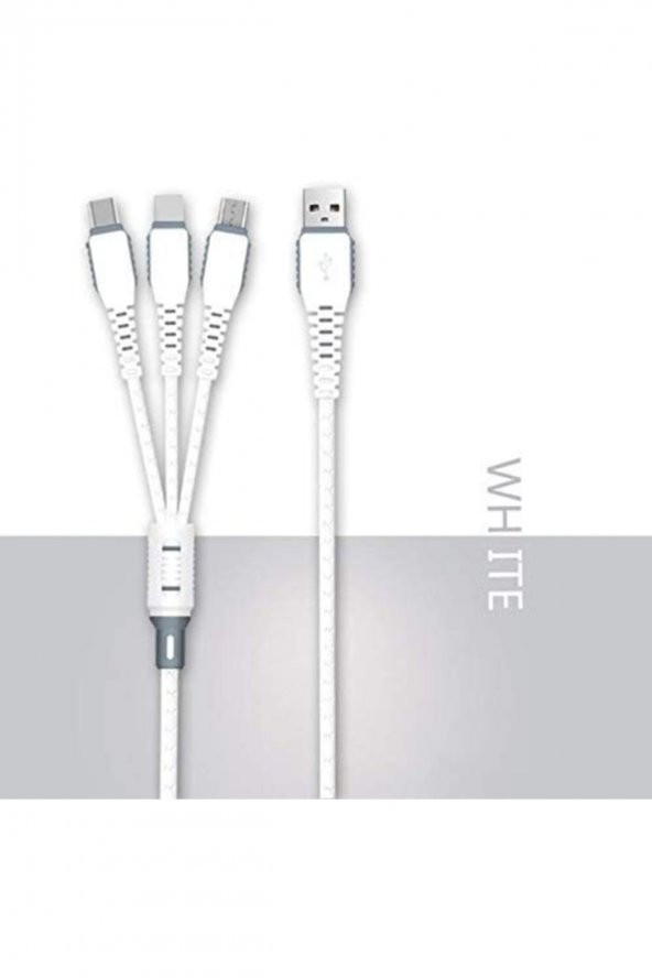 Data Cable Xs-013 Çoklu Sarj Kablosu 3 Uçlu Iphone,samsung,type-c Uyumlu Çoklu Şarj Kablo