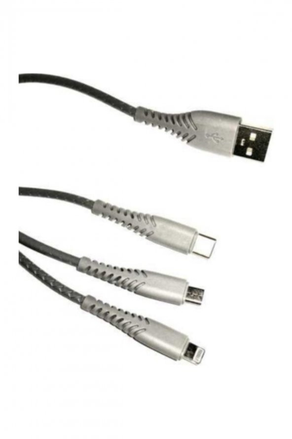 Data Cable Xs-013 Çoklu Sarj Kablosu 3 Uçlu Iphone,samsung,type-c Uyumlu Çoklu Şarj Kablo - 2