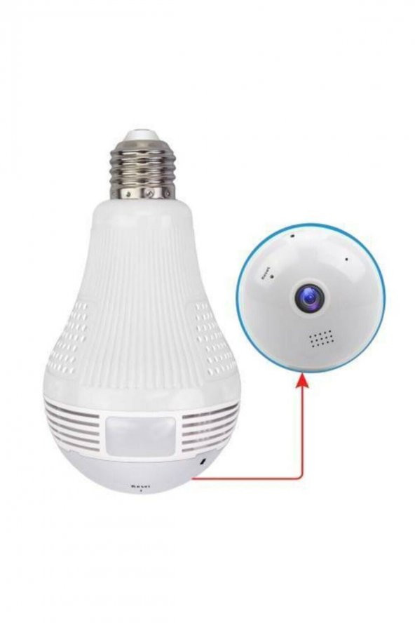 Panoramik 360 Ampul Şeklinde Güvenlik Kamerası 1080p Wifi