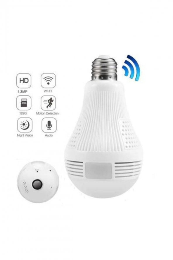 Panoramik 360 Ampul Şeklinde Güvenlik Kamerası 1080p Wifi - 2