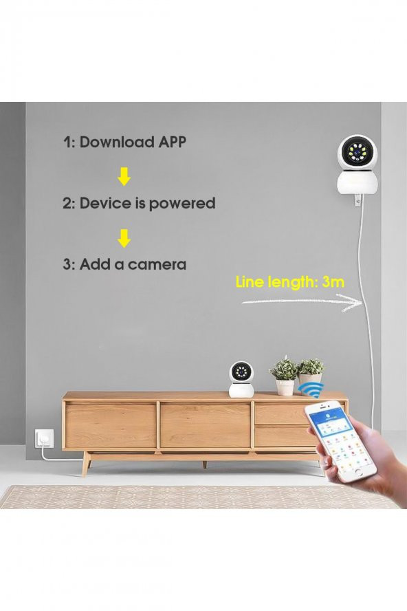 1080p 360 Derece Gece Görüşlü Sesli Ip Wifi Akıllı Ev Güvenlik Bebek Kamerası - 2