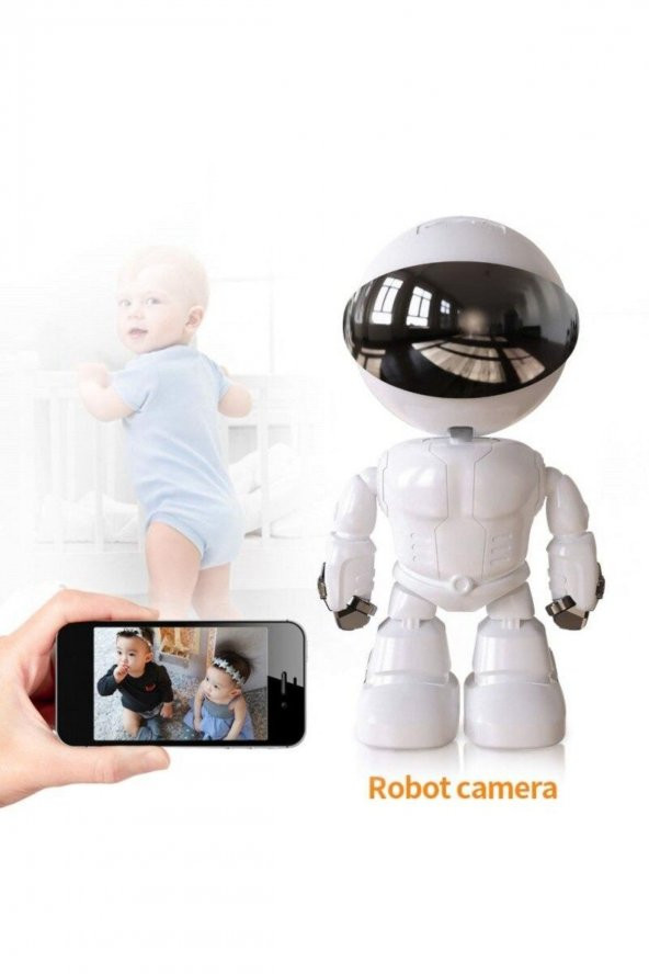 1080p Robot Görünümlü Wifi Ip Bebek Bakıcı Güvenlik Kamerası Kablosuz Gece Görüşlü