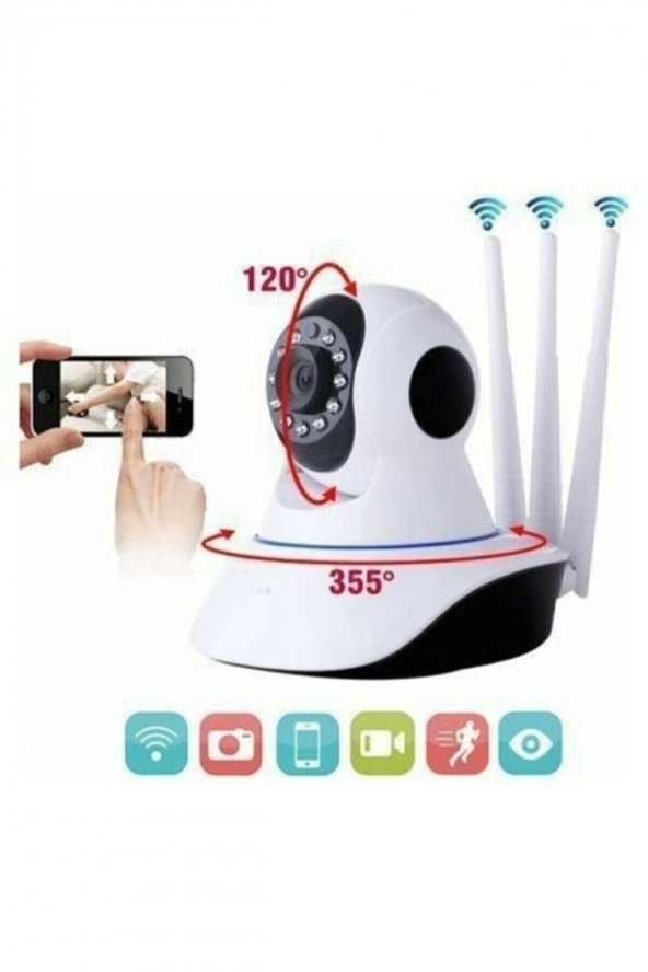 Cmr 5 Kablosuz Wifi Ip Kamera 1080p Full Hd 3 Mp Hareketli Kamera Gece Görüşlü Beyaz Blueintercmr 5 - 2