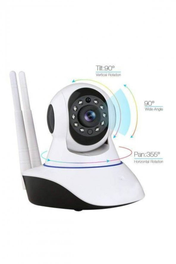 Interkablosuz Wifi Ip Kamera 1080p Full Hd 3 Mp Hareketli Kamera Gece Görüşlü Beyaz - 2