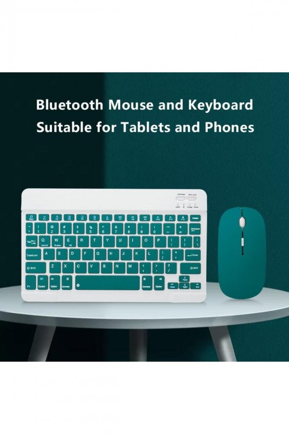 Tüm Cihazlara Uyumlu Akıllı Taşınabilir Şarj Edilebilir Kablosuz Bluetooth Klavye + Mause