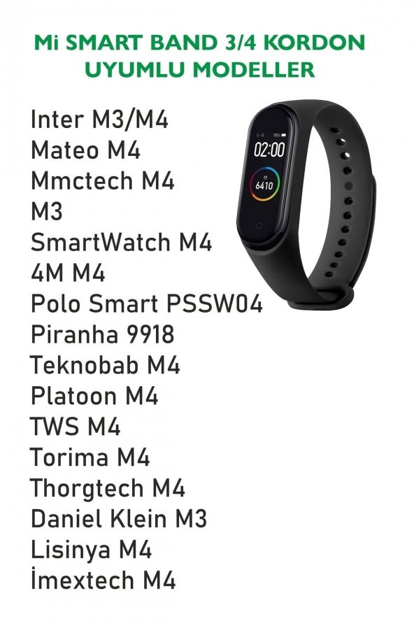 Xiaomi Mi Band 3  Mi Band 4 Uyumlu (YÜKSEK KALİTE) Kordon - 2