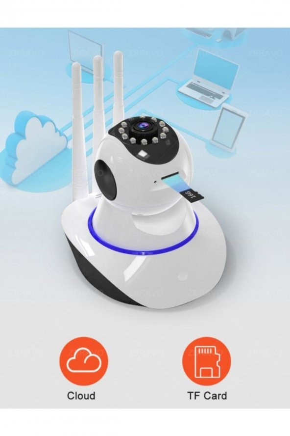 Wifi Kablosuz 3 Antenli Ip Bebek Ses Dinleme Ve Hırsız Alarm Güvenlik Kamerası - 3