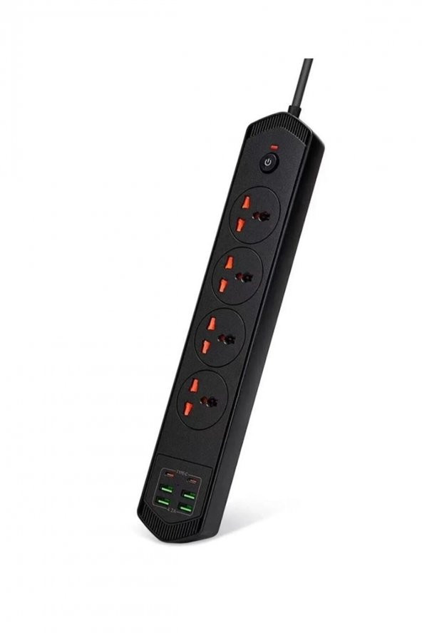 10 Girişli 4+4 USB + 2 Type-C Çoklu Priz 2 M Kablolu Akım Korumalı Anahtarlı Uzatma Grup Priz 3000w
