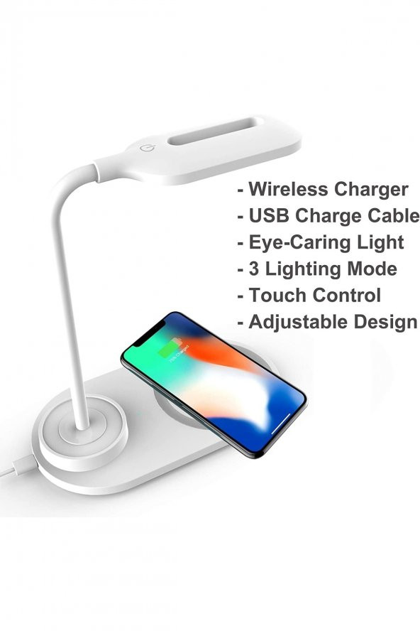 Kablosuz Şarj Standlı Masaüstü Usb Lamba 3 Modlu - 2