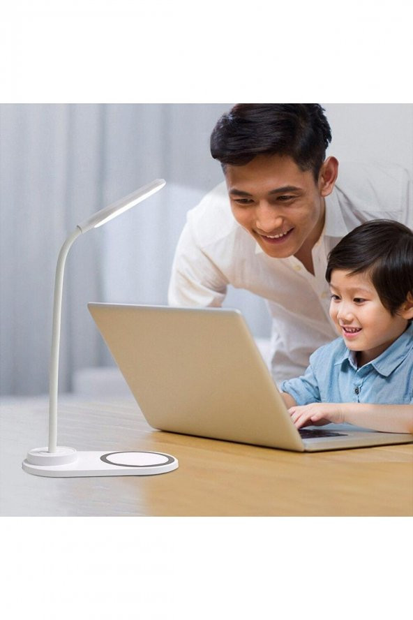 Hızlı Kablosuz Şarj Stant Ve Led Masa Lambası Taşınabilir 360 Derece Esnek Dokunma Wiereles Charger - 3