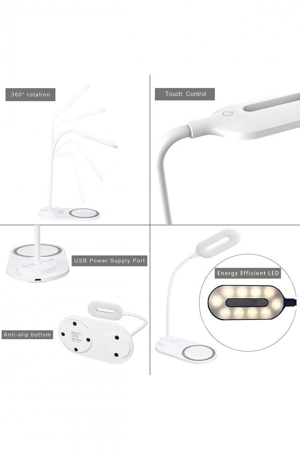 Kablosuz Şarj Standlı Masaüstü Usb Lamba 3 Modlu - 3