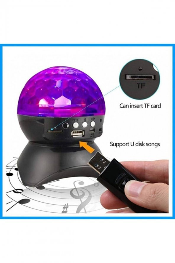 L740 Disko Topu Led Işıklı Şarjlı Bluetooth Hoparlör Disco Speaker Auxtf Card Siyah - 3