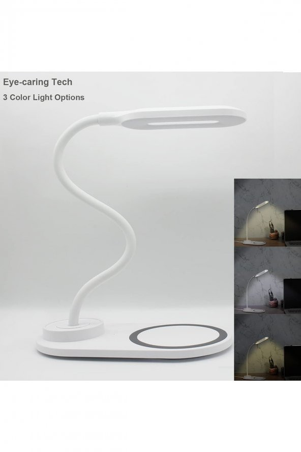 Qı Hızlı Kablosuz Şarj Ve Led Masa Lambası Taşınabilir 360 Derece Esnek Dokunma - 3