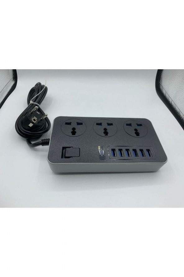 Akım Korumalı 6 Usbli 3lü Grup Priz Uzatma Kablosu T09 Akım Priz - 2