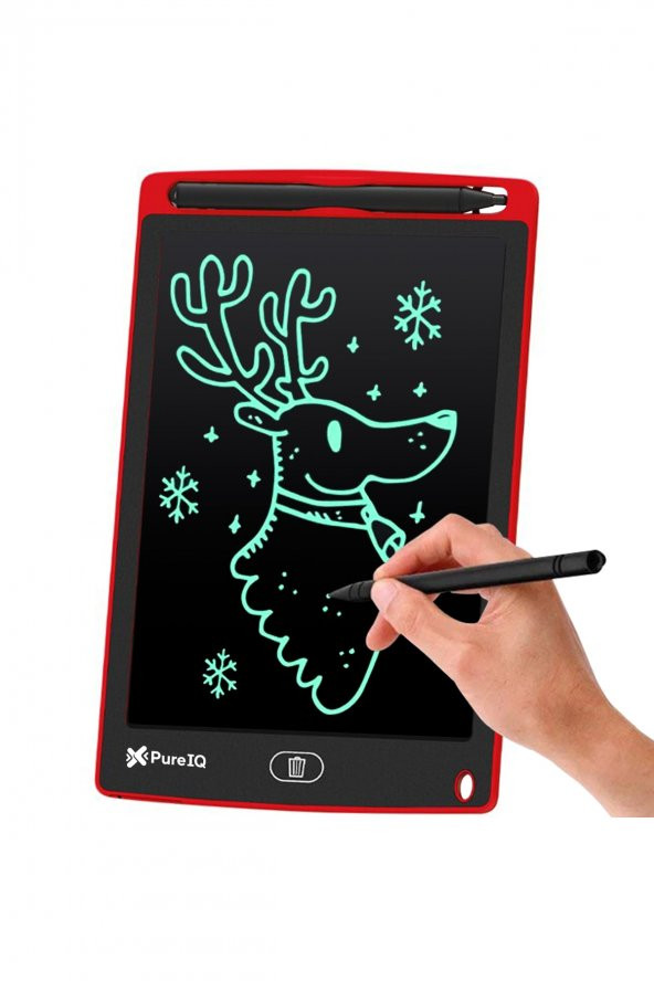 Lcd 8.5 Yazı Çizim Grafik Tableti Tahtası Silme Tuşlu Kalem Dahil (KIRMIZI)