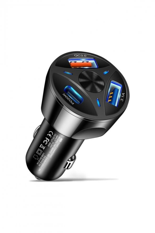 Çift Usb Araç Şarj Cihazı Hızlı Şarj Qc 3.0 Pd Type-c Araç Telefonu Şarj Adaptör - 2