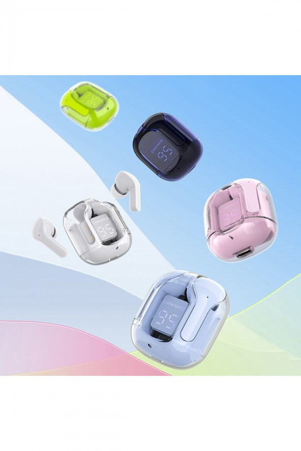 Kablosuz Bluetooth Kulaklık Şeffaf Spor Çalışma İçin LED Güç Dijital Ekran Stereo Ses - 3