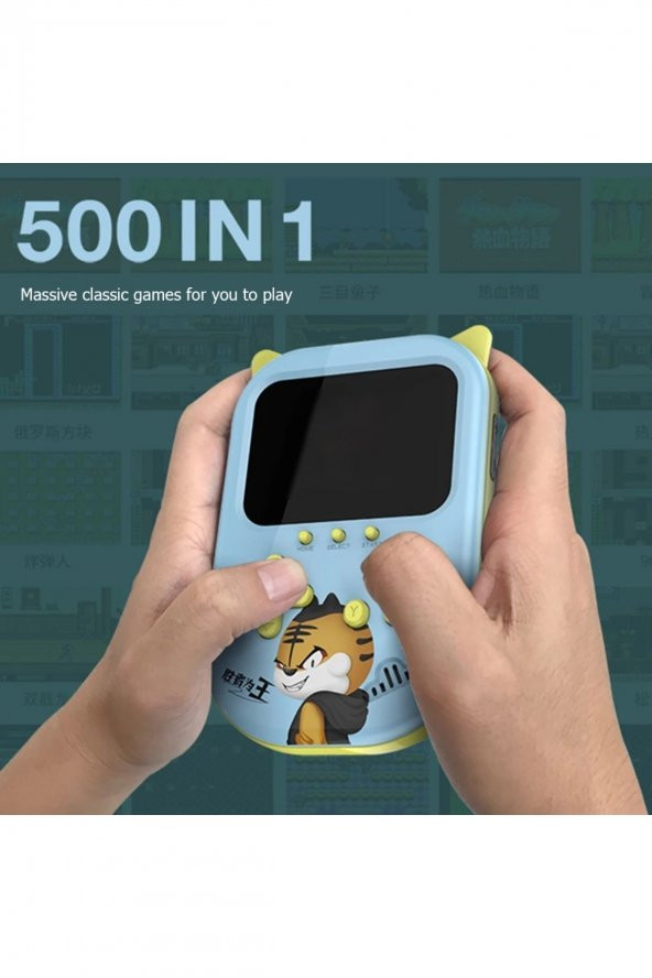 3.5 Inç Ekran 500 In Oyun 2ci Oyuncu Kolu Taşınabilir Retro Nostaljik Video Oyun Konsolu - 3